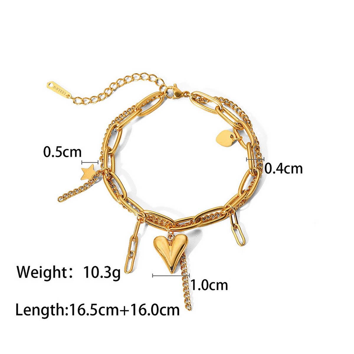 Zircon & Pearl Chain Bracelet in Stainless Steel_CWAJE4658