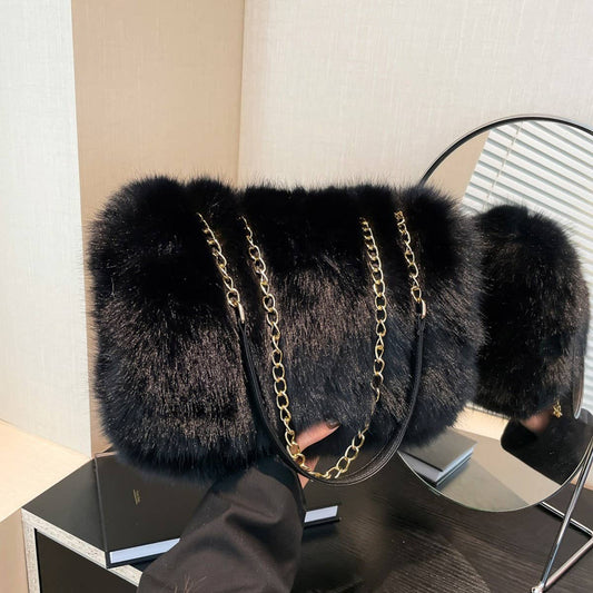 Plush Tote Bag Women Large Capacity Shoulder_CUAB00546