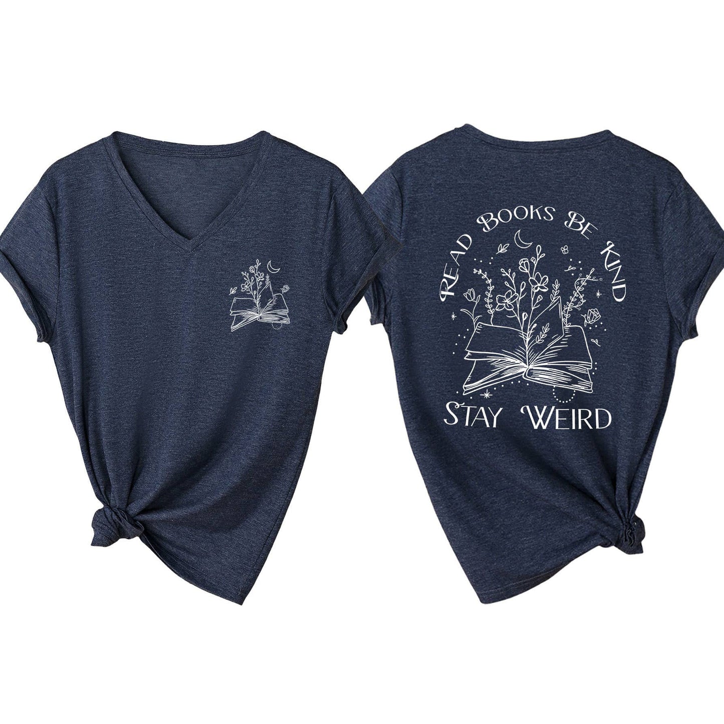 V-neck short-sleeved double-sided printed Top