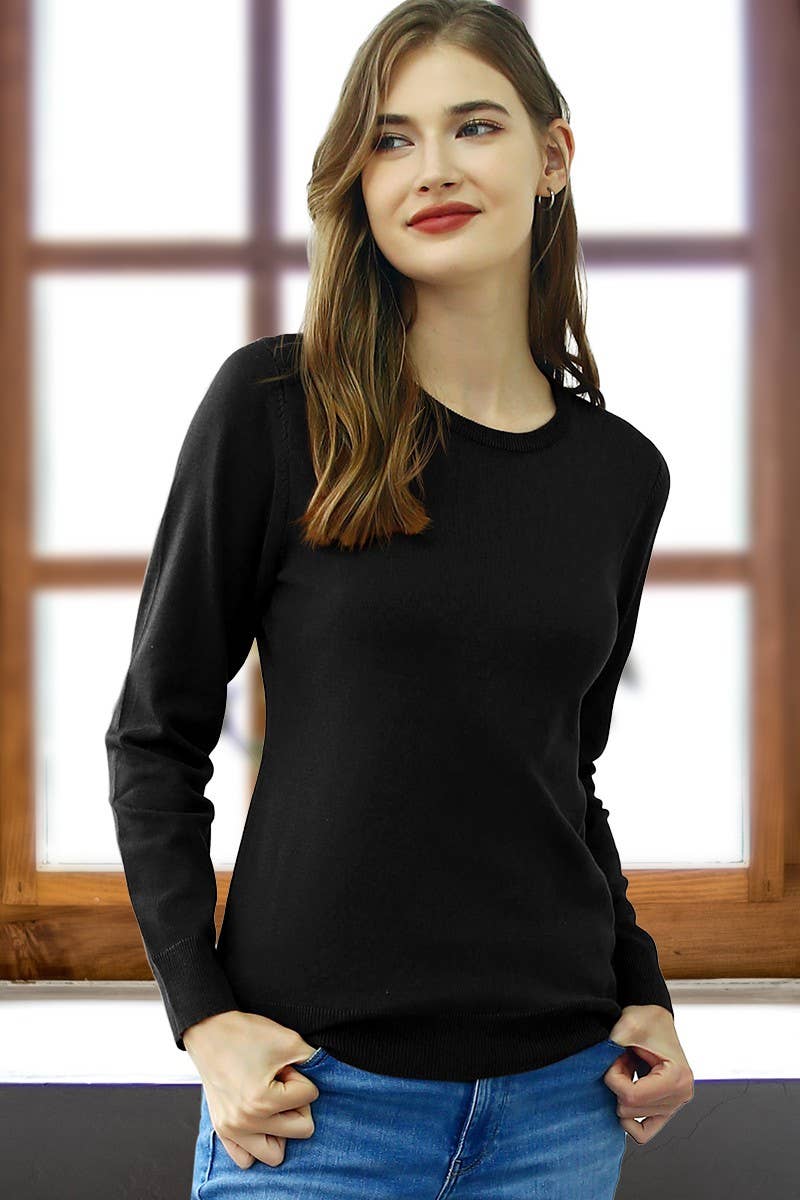 AWOSWL283_LONG SLEEVE CREW NECK PULLOVER SWEATER
