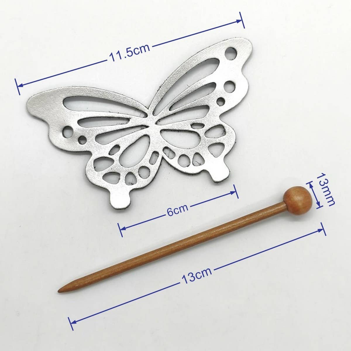 Metallic Leather Vintage Butterfly Hairpin