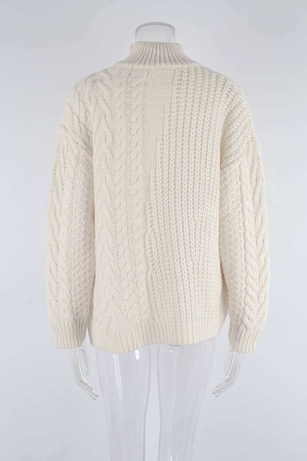 TWIST KNIT HALF TURTLENECK SOLID COLOR SWEATER