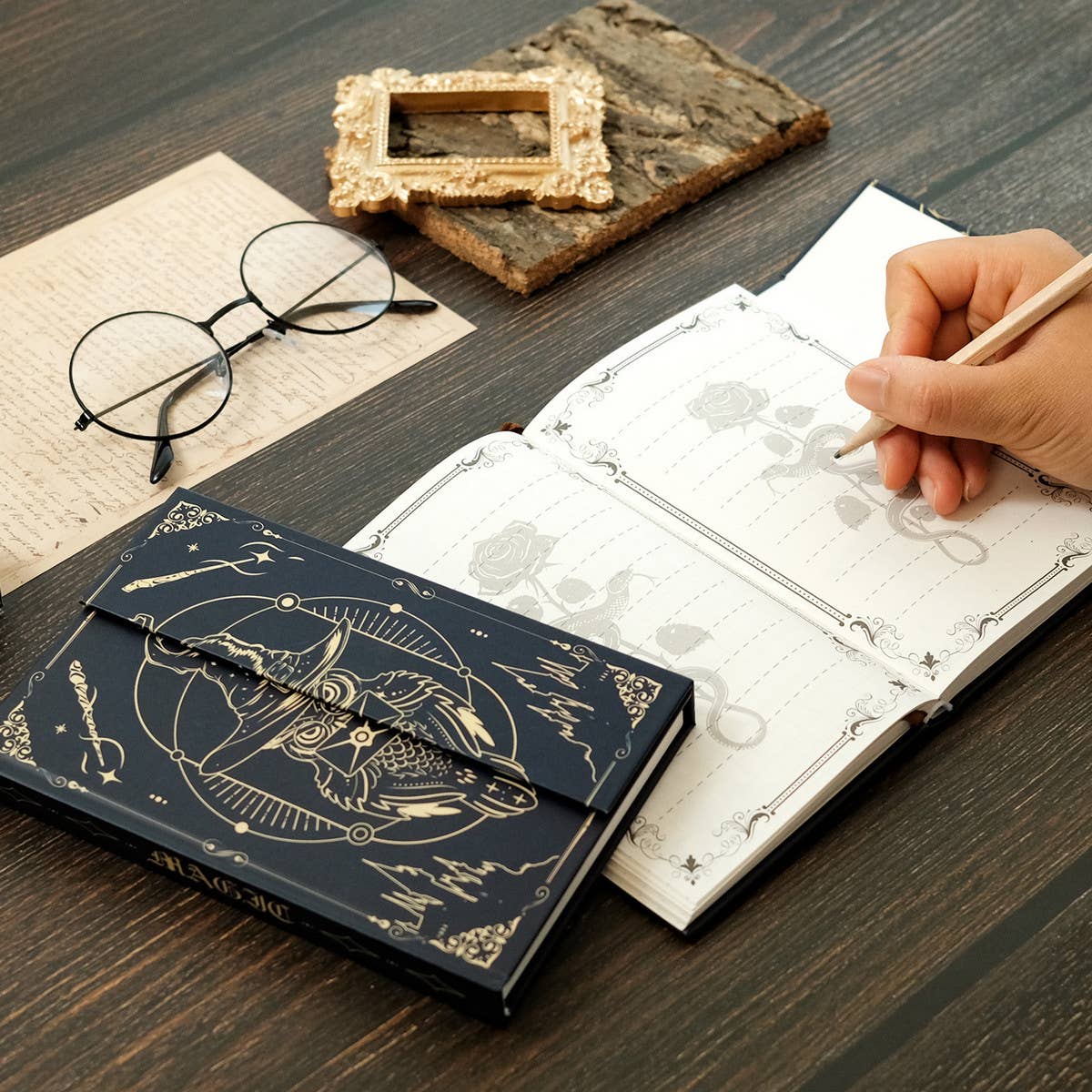 MAGIC OWL HARDCOVER PATTERN NOTEBOOK