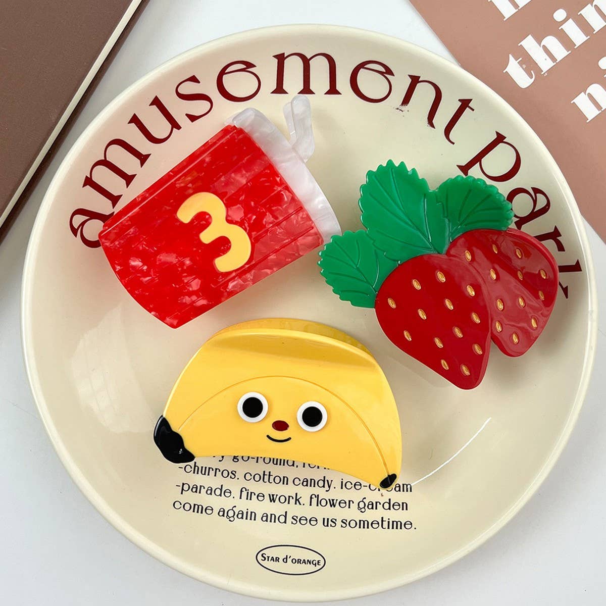 Creamy Strawberry Acetate Claw Sweet Hair Clip