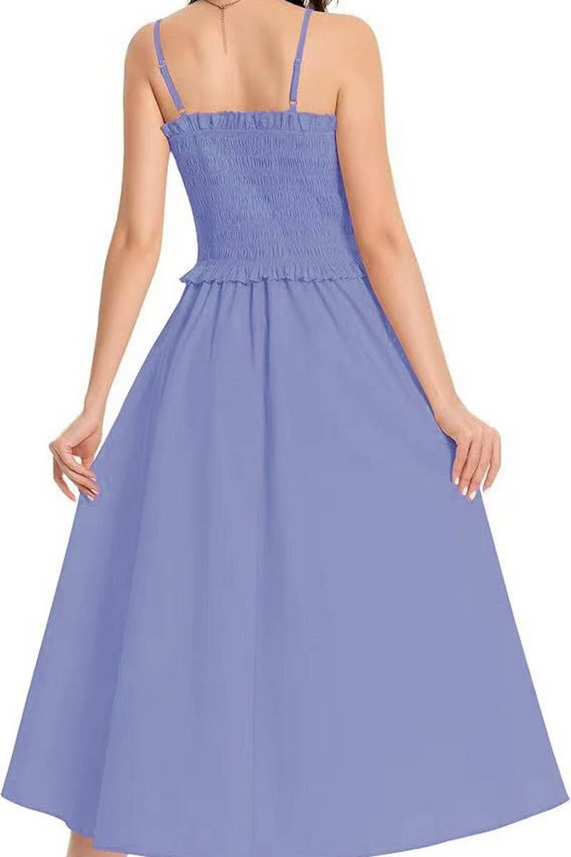 CWDMD5855_SOLID SLIM FIT WAIST TIE STRAP MAXI DRESS