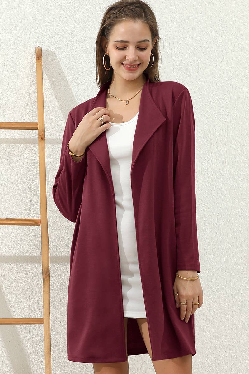CWOCO153-P_DRAPE OPEN FRONT OFFICE TRENCH JACKET BLAZER