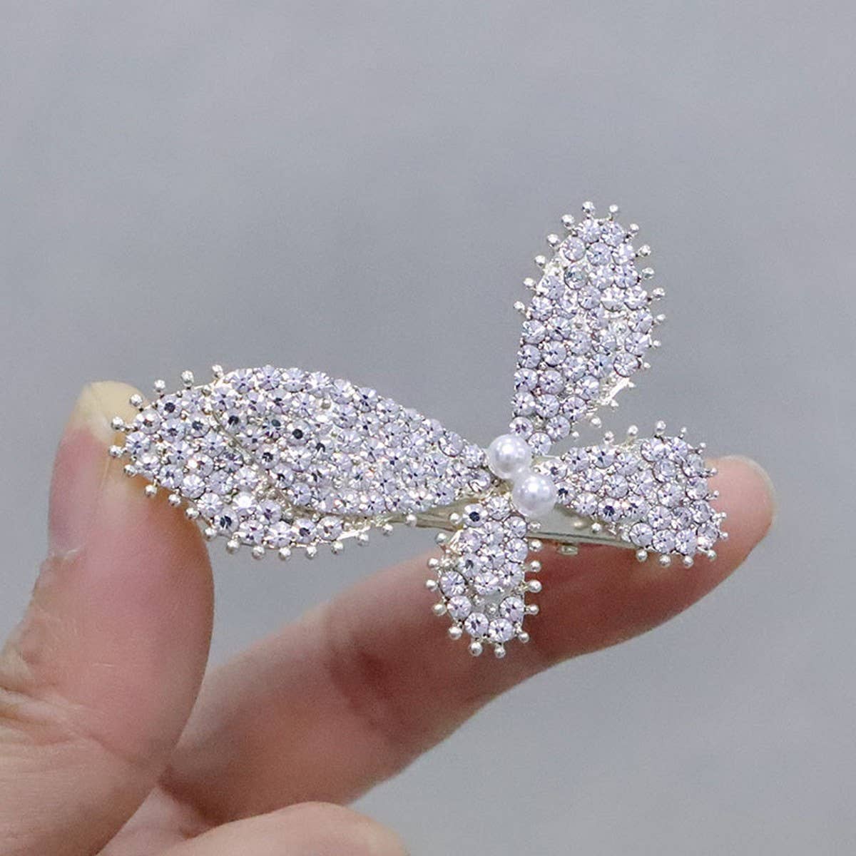 PEARL RHINESTONE BANGS CLIP BUTTERFLY HAIRPIN_CWAHA4747