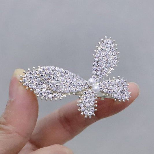 PEARL RHINESTONE BANGS CLIP BUTTERFLY HAIRPIN_CWAHA4747