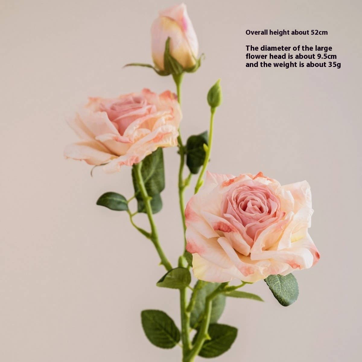 2-Flower 1-Bud Burnt Edge Dried Rose Artificial_CWMM6477