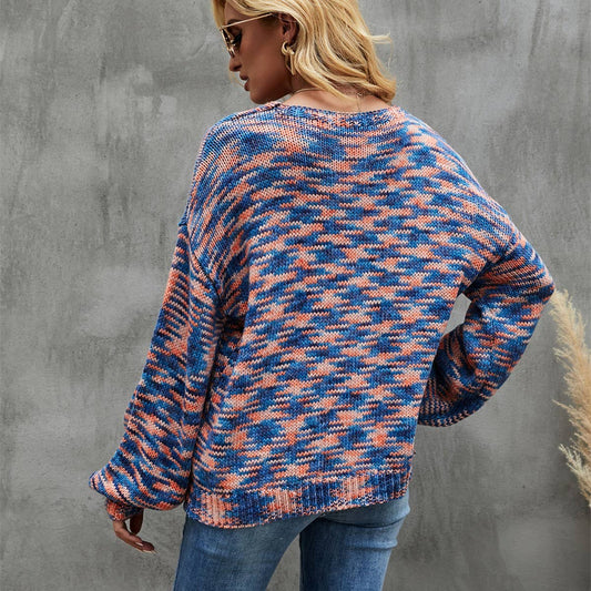 Long sleeve knit V-neck sweater pullover