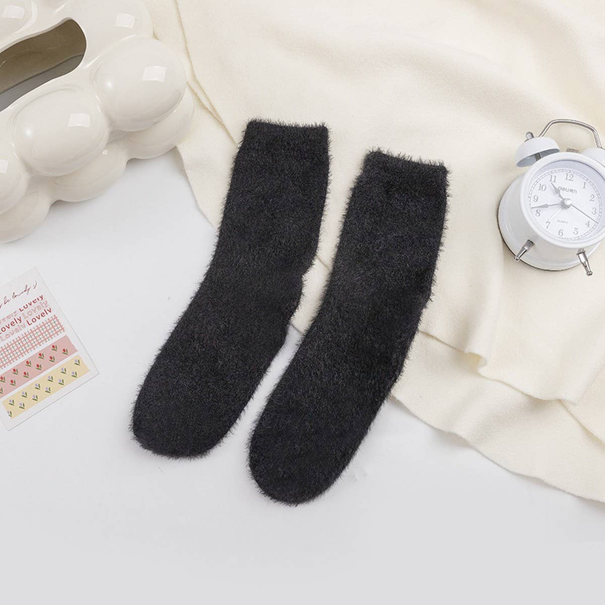 WINTER WARM MID-TUBE SOCKS SOLID COLOR SOCKS