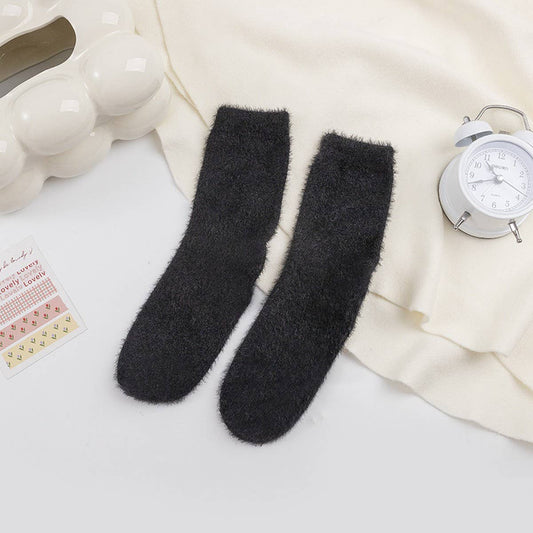 WINTER WARM MID-TUBE SOCKS SOLID COLOR SOCKS