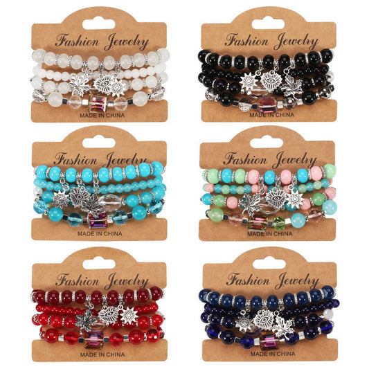 MULTI-LAYERED MAPLE LEAF HEART PENDANT BRACELET