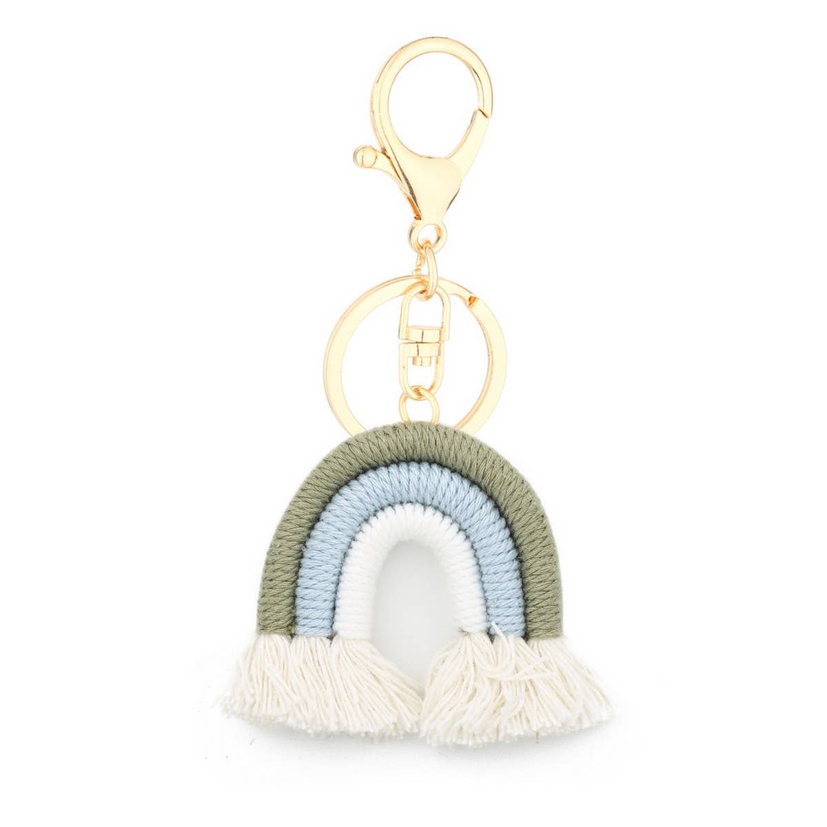 Macrame Rainbow Keychain Boho Car Hanging Decor_CWAB5031