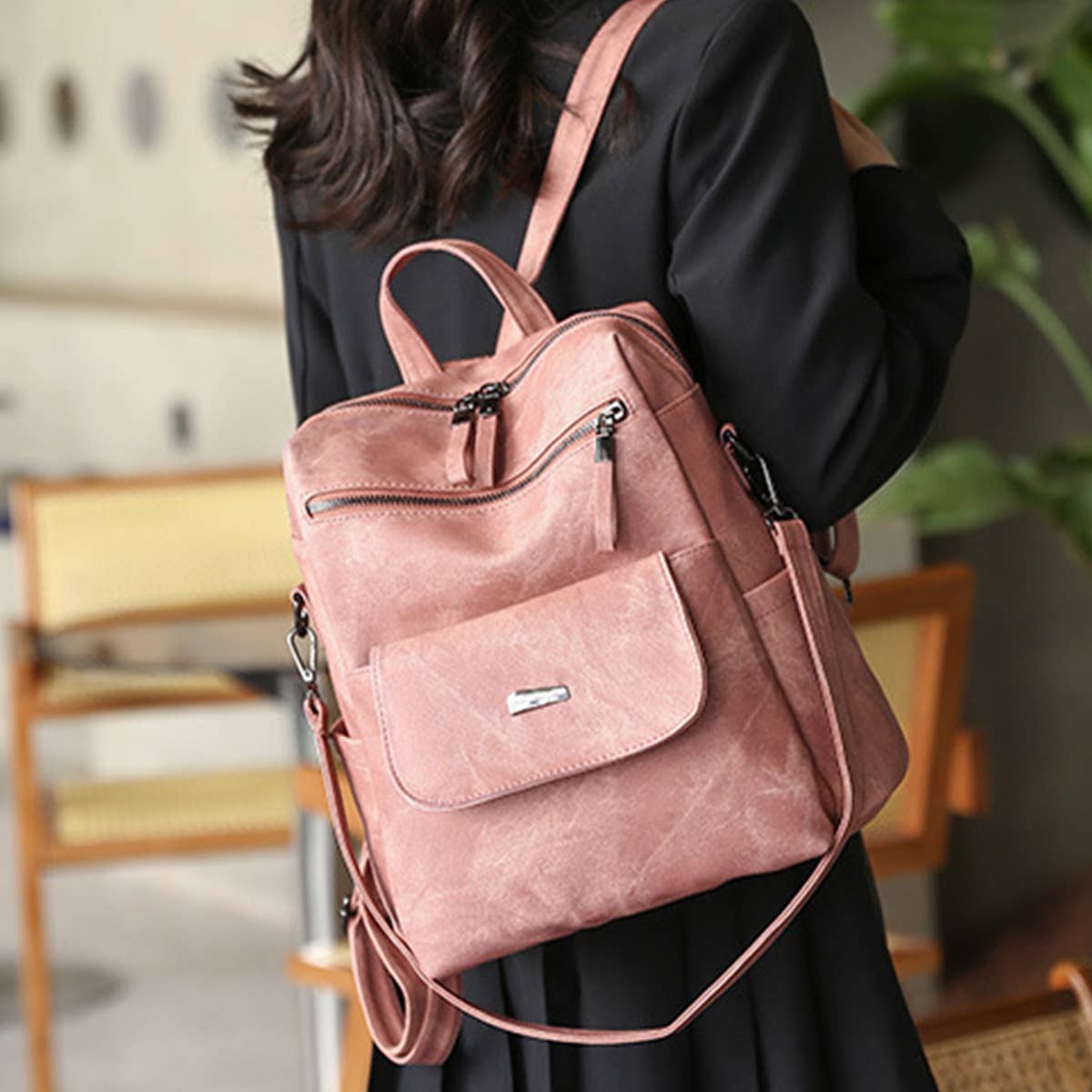 WOMEN BACKPACK FASHION LEATHER TRAVEL SHOULDER BAGS_CWAB0730
