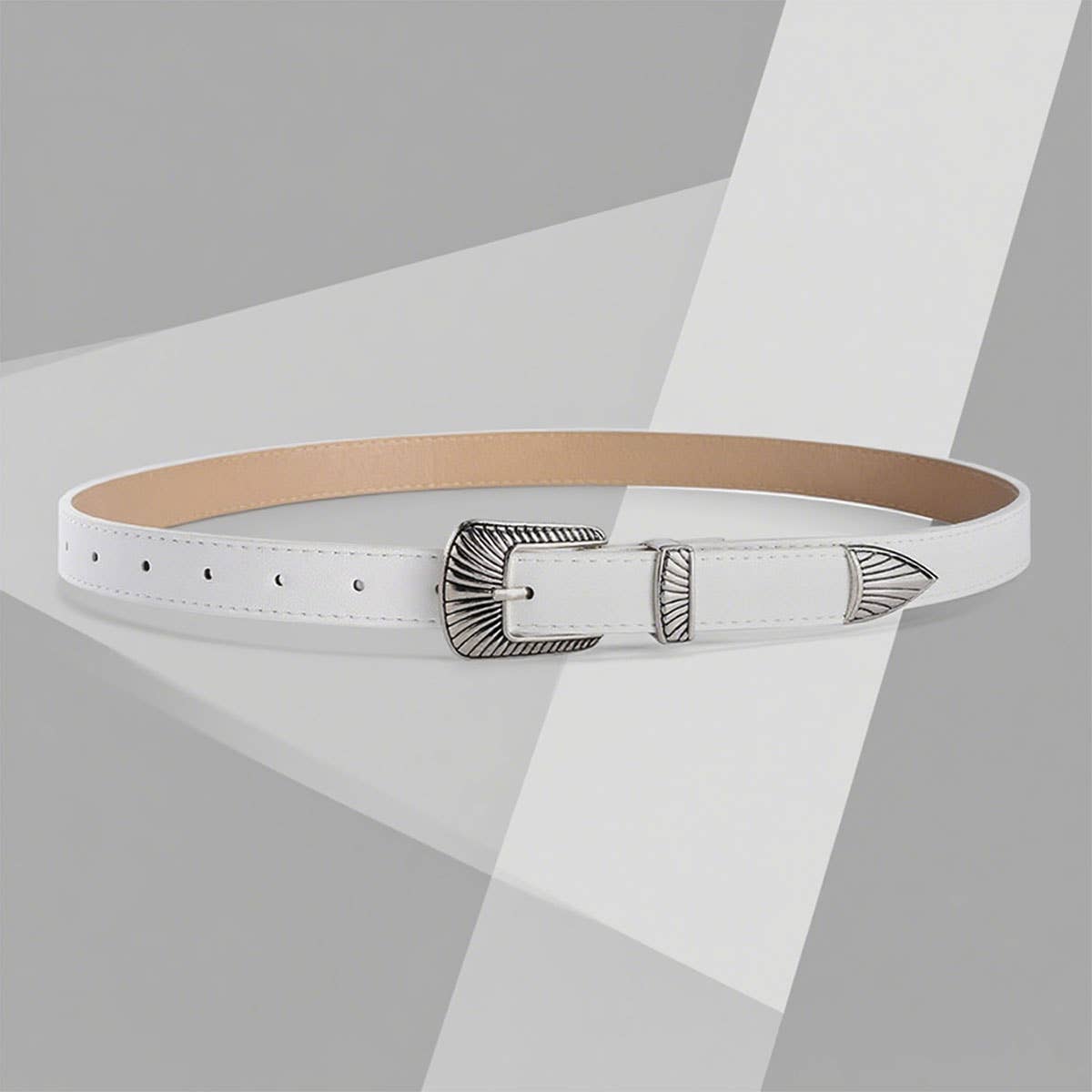 Retro silver buckle simple and versatile belt