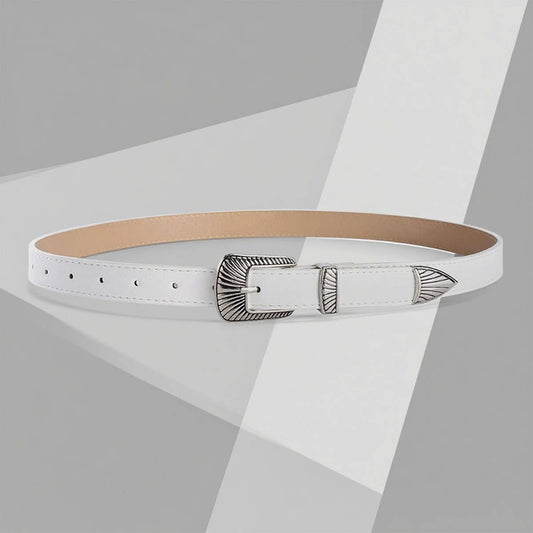 Retro silver buckle simple and versatile belt