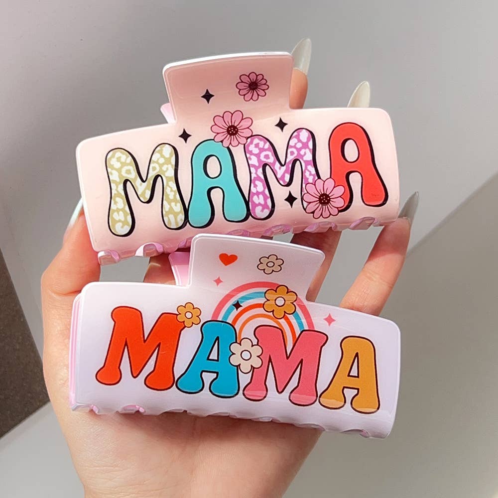 Flower rainbow acrylic large square shark clip