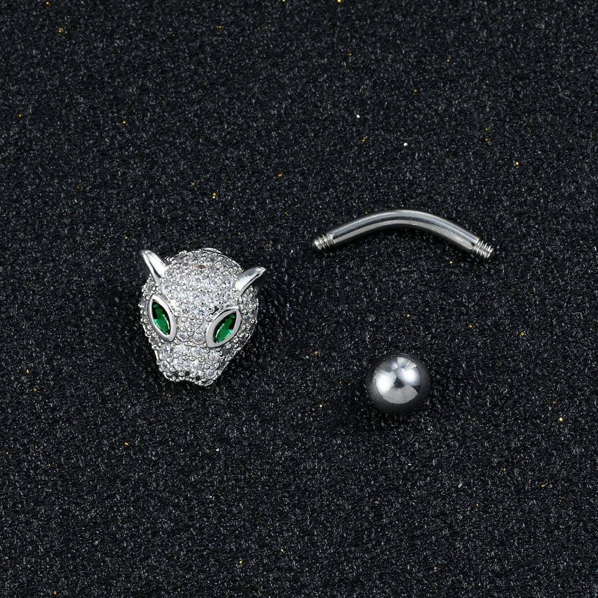 Leopard Head CZ Belly Ring ? Bold Piercing Jewelry