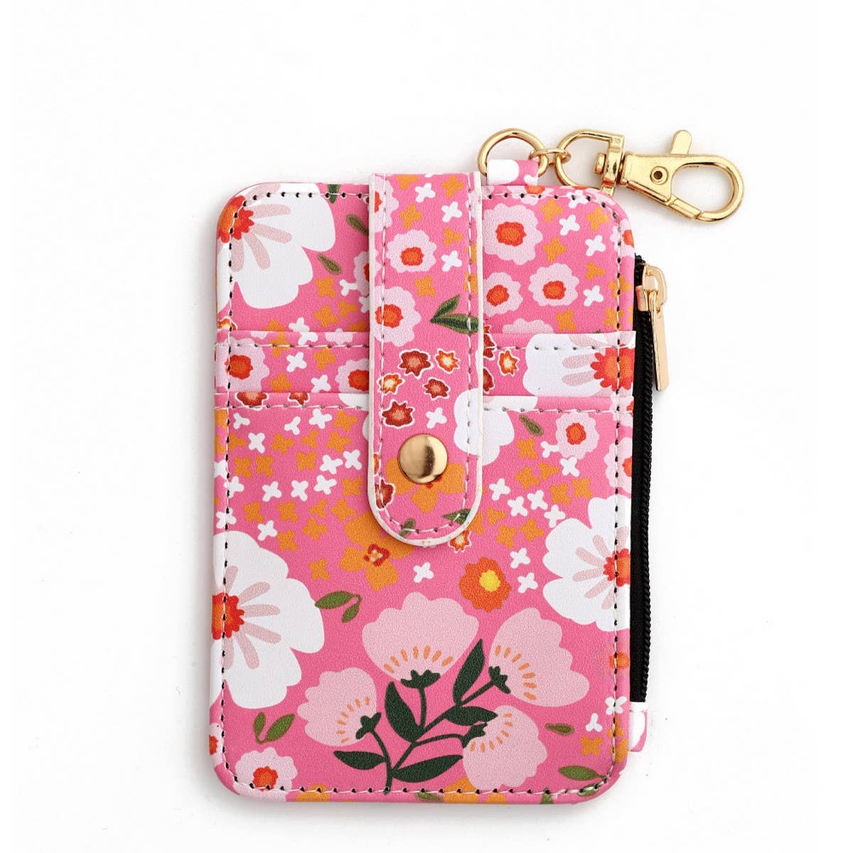 Floral Zipper Card Holder Vertical Mini Wallet_CWAB4941