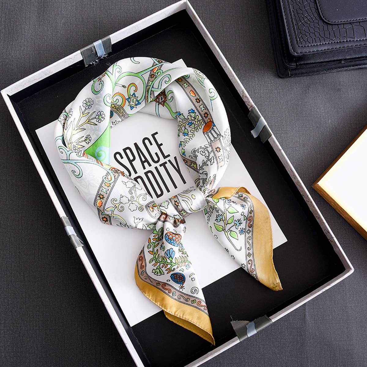 CWASC2407_CONTRAST COLOR POLKA DOT TRENDY RETRO SCARF