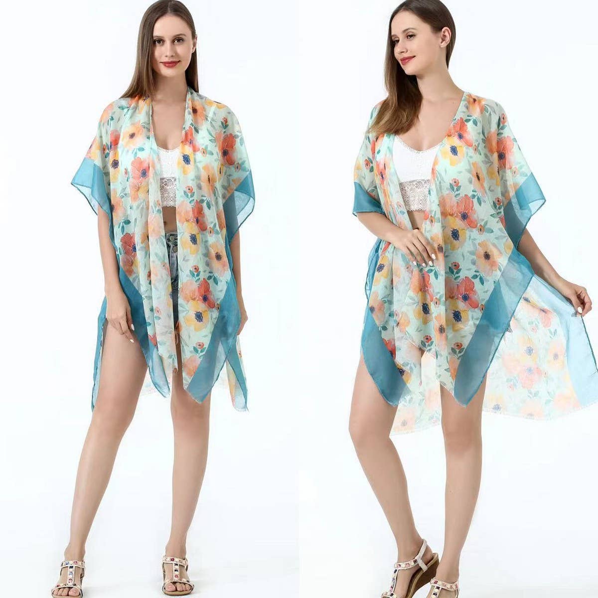 Floral Print Beach Cover-Up Bikini Cardigan