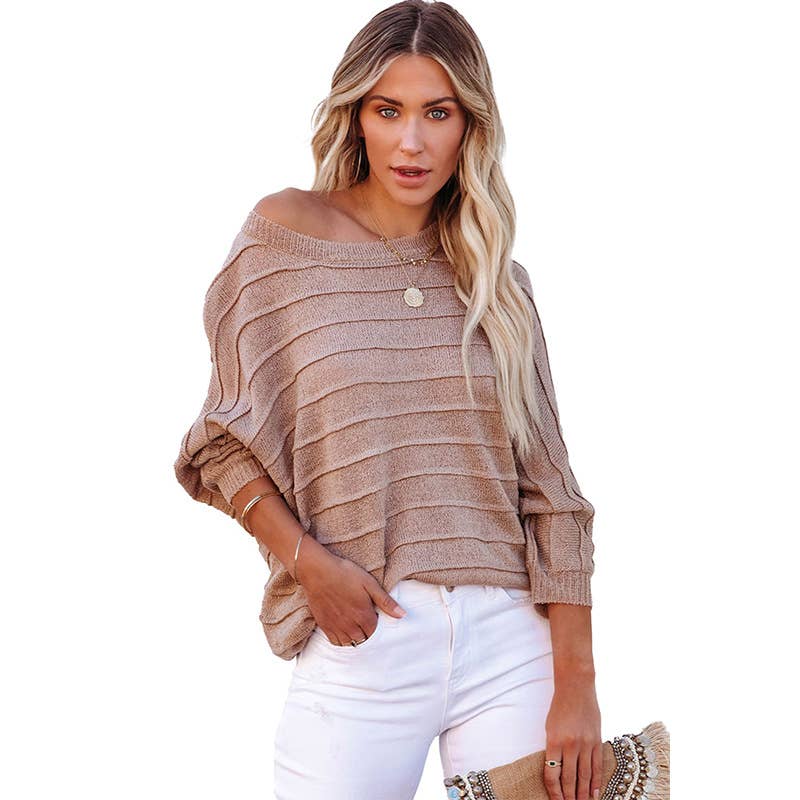 SLOUCHY BAT-SLEEVED SWEATER WITH WIDE NECKLINE