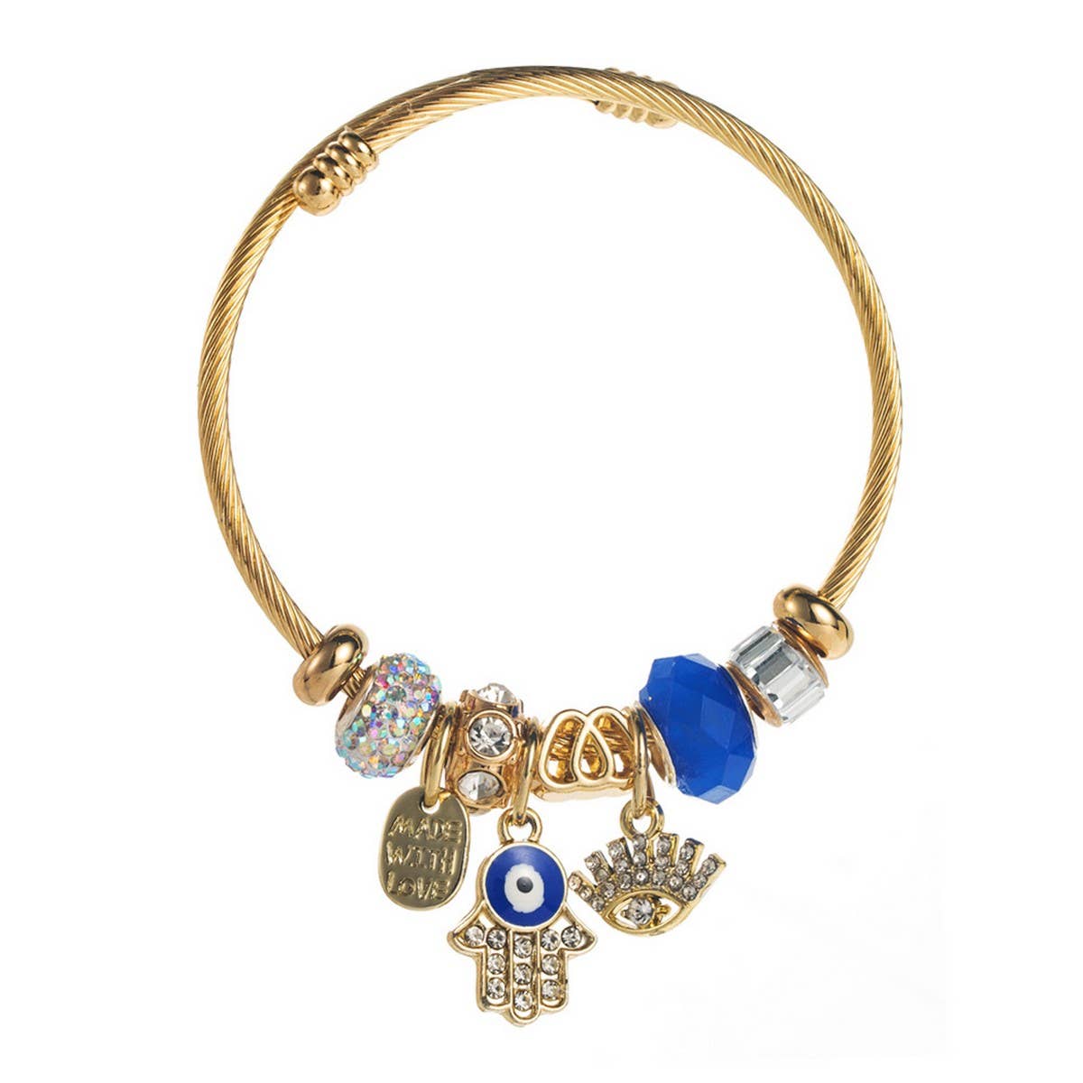 Adjustable Evil Eye Bracelet with Letter Charm_CWMM8568