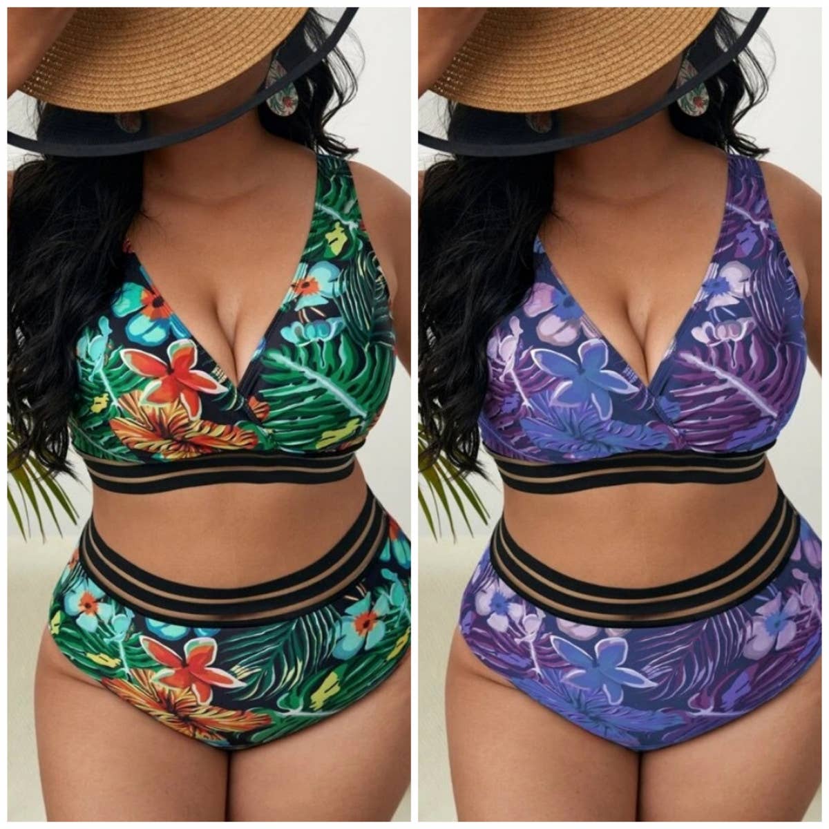 WOMEN SWIMSUIT HIGH WAIST SPLIT BIKINI