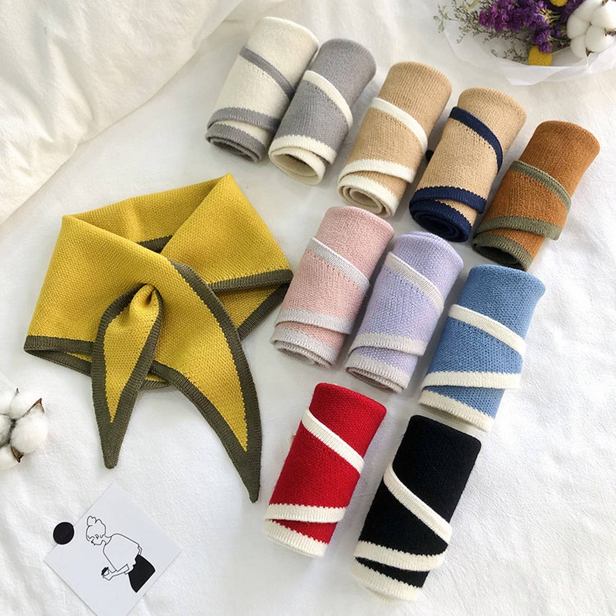 Knit Triangle Scarf for Women?™s Winter Neck Wrap