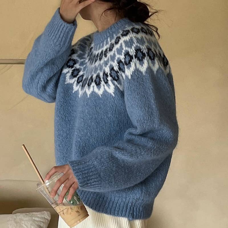 FAIR ISLE ETHNIC STYLE CASUAL FASHION SWEATER