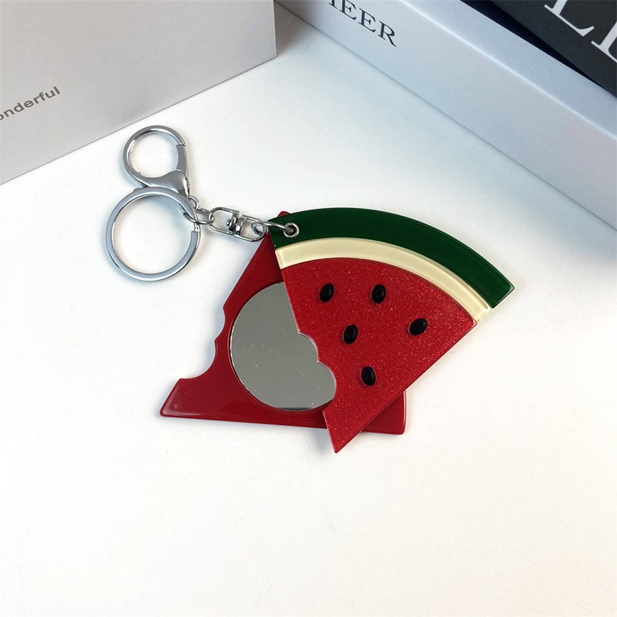 Cute Watermelon Makeup Mirror Keychain Acrylic