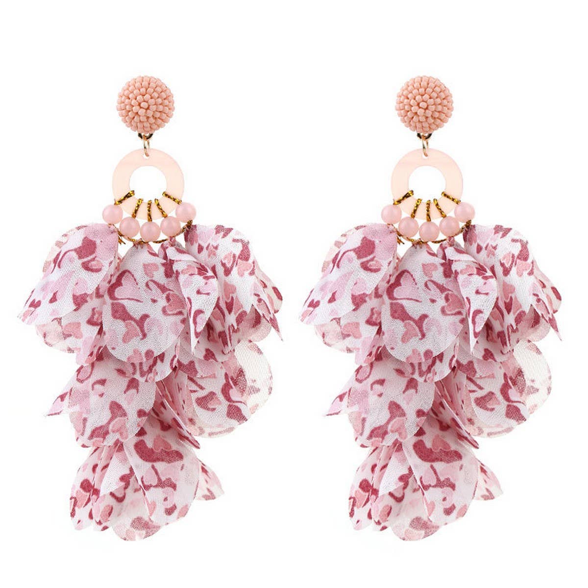 Handmade Floral Tassel Earrings Long Bold Design