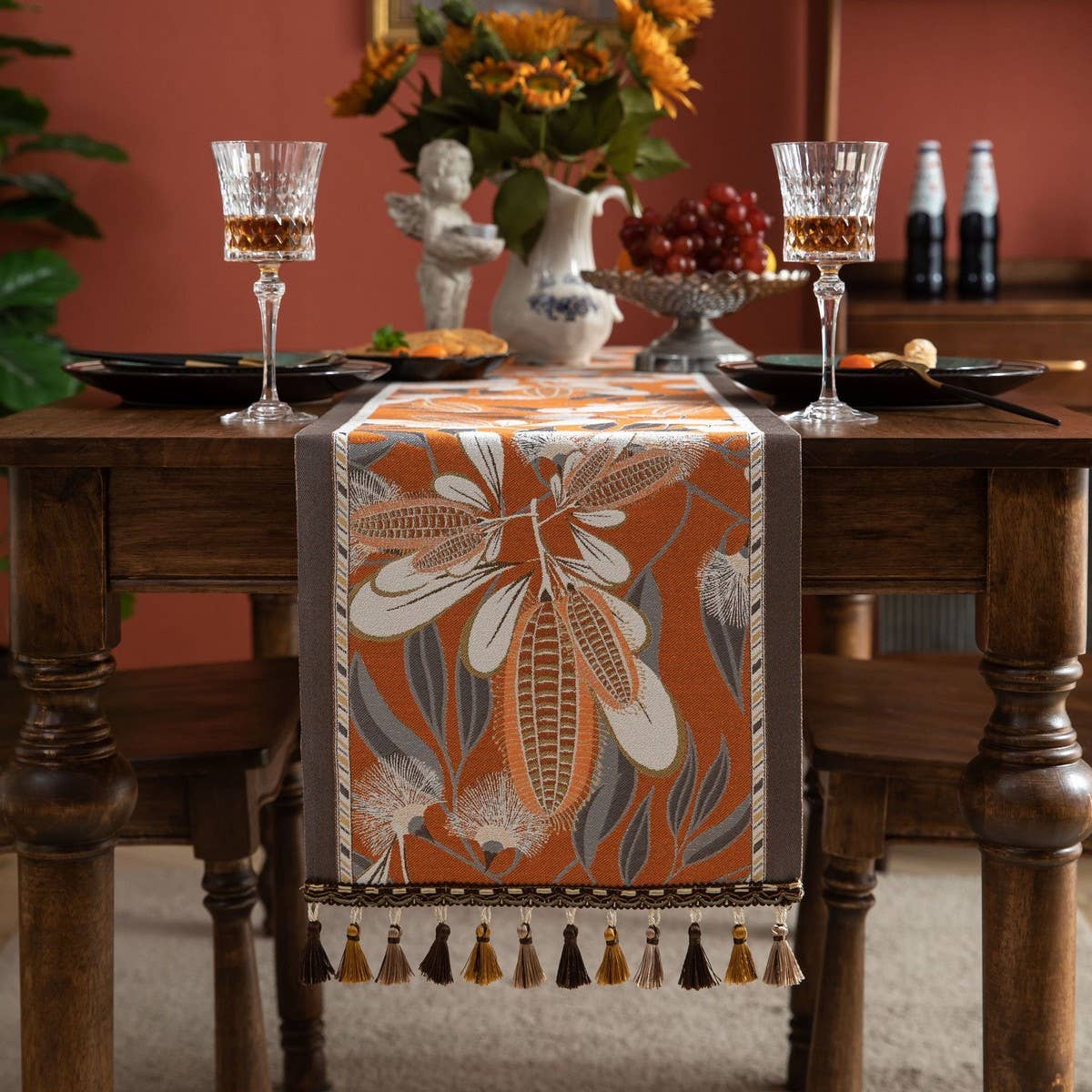 CONTRAST FABRIC FESTIVE TABLECLOTH