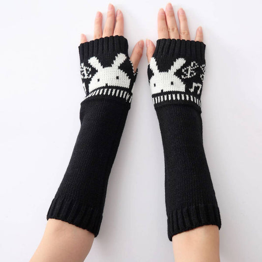FASHIONABLE BUNNY HEAD OPEN FINGER KNITTED SLEEVES_CWAG0106