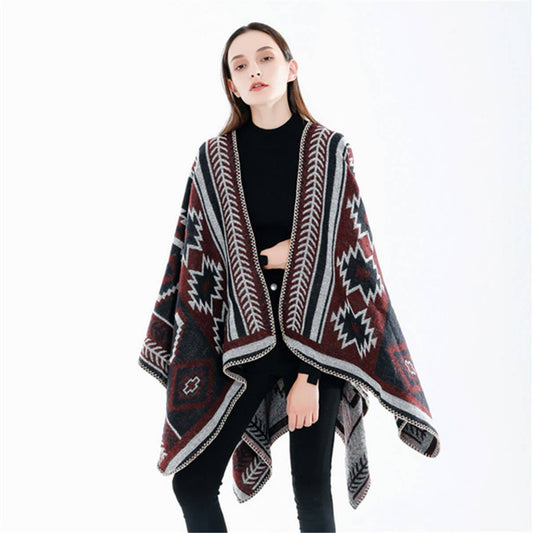 CROSS DIAMOND GEOMETRIC PATTERN CASHMERE SHAWL
