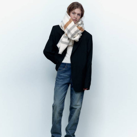 Soft Checkered Scarf ??Warm Winter for Students_CWASC2328