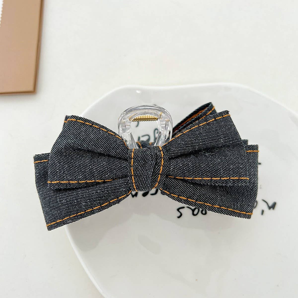 DENIM BOW RETRO VERSATILE HAIRPINS_CWAHA1197