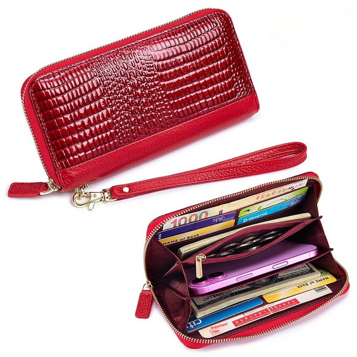 Women¡¯s Croc Leather Long Wallet ? Large Clutch_CUAB00402