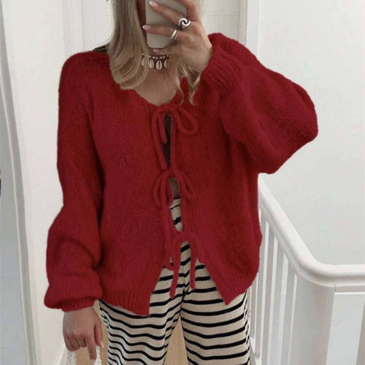 Women's Tie Front Knit Cardigan Sweater
