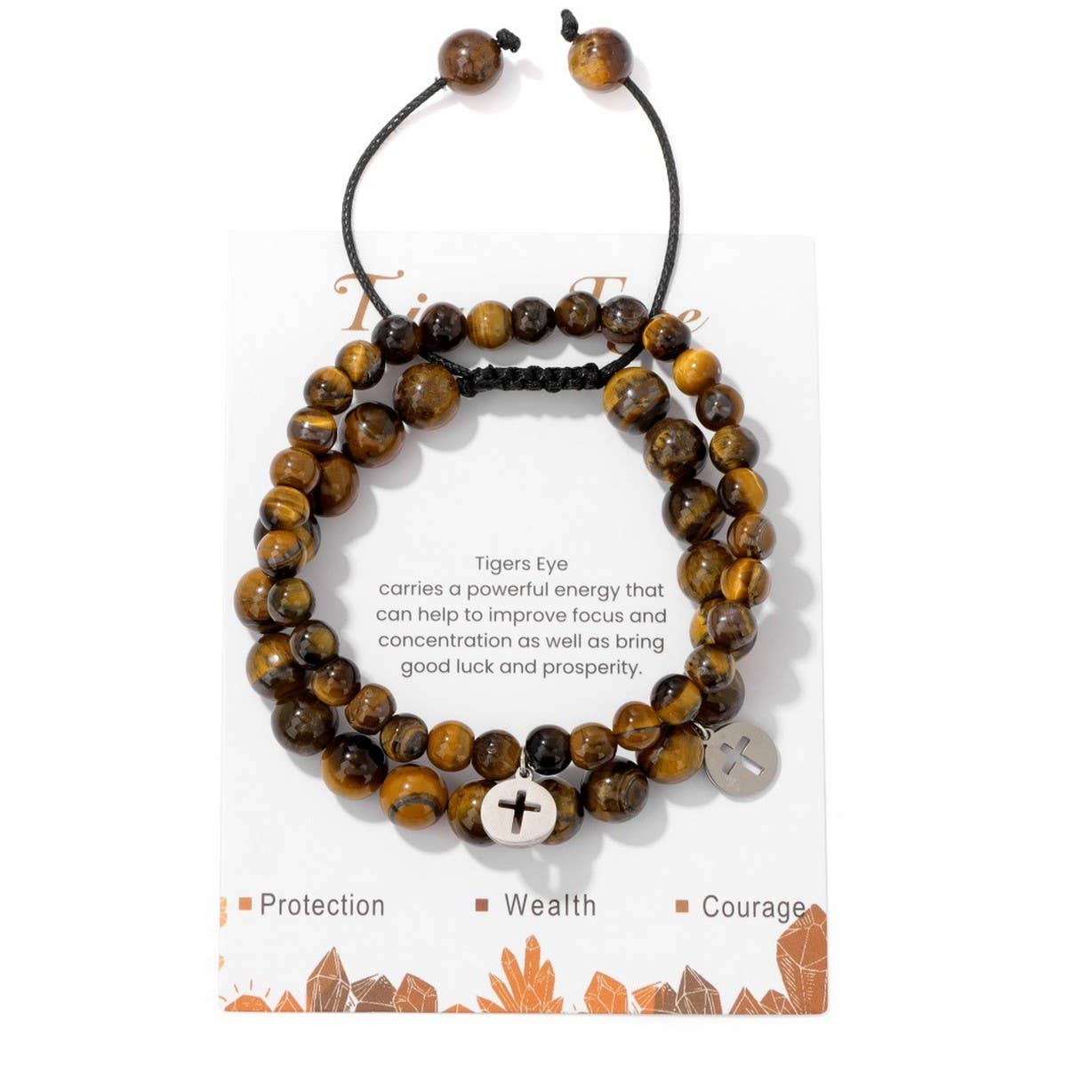 CROSS TIGER EYE DOUBLE LAYER BRACELET