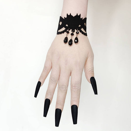 RETRO HALLOWEEN GOTHIC PUNK BLACK BRACELET_CWMM0150