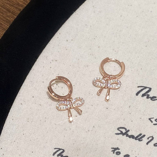 SIMPLE AND EXQUISITE MICRO-INLAID BOW EARRINGS