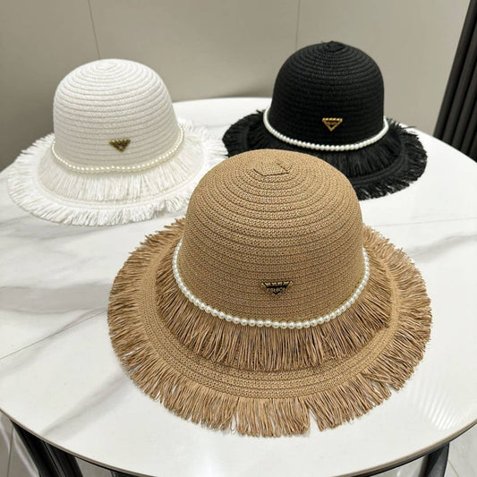 Summer beach vacation tassel straw hat_CWAH3511