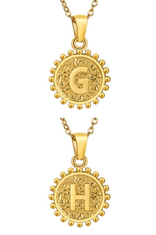 ROUND ALPHABET INITIAL PENDANT NECKLACE