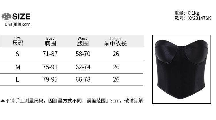 Satin Strapless Waist Cinched Crop Top