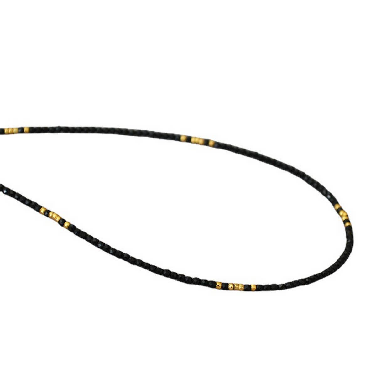 SIMPLE SHINY FACETED BLACK SPINEL BEADED NECKLACE_CWAJE2115