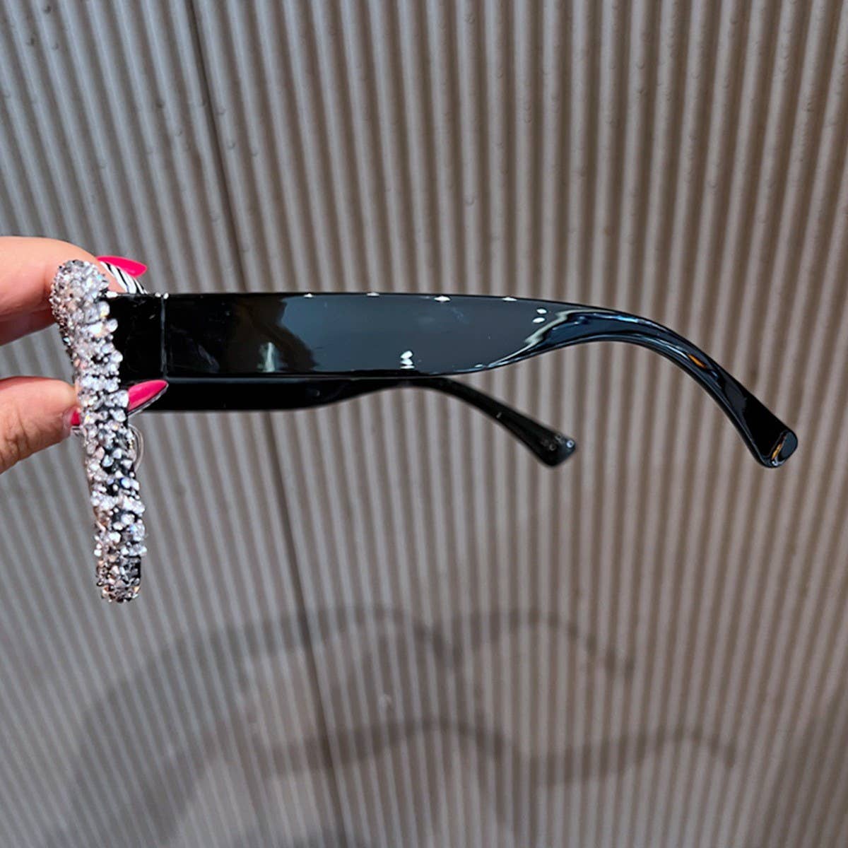 DOUBLE BRIDGE POLYGONAL RHINESTONE SUNGLASSES