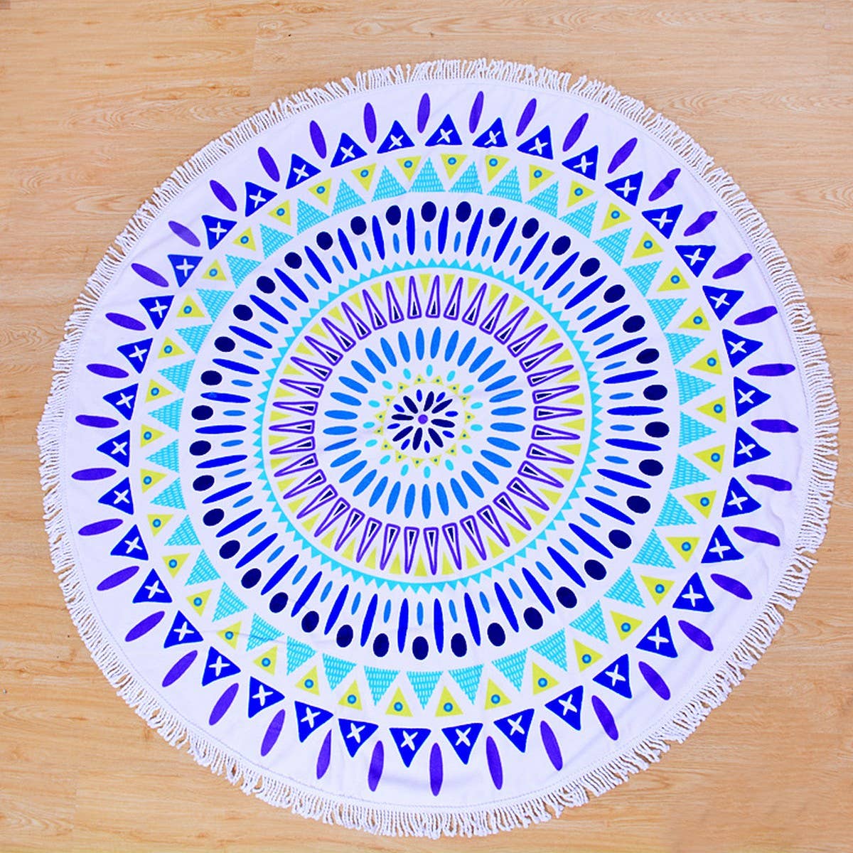 Round Microfiber Tassel Beach Towel Blanket