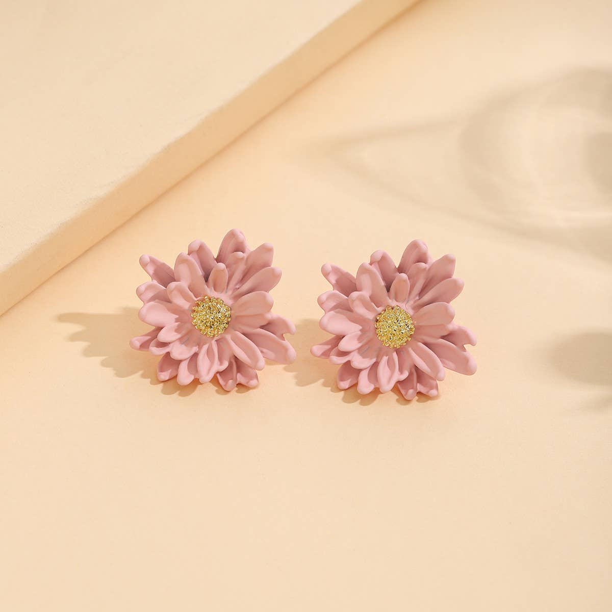 Spray-painted three-dimensional floral earrings